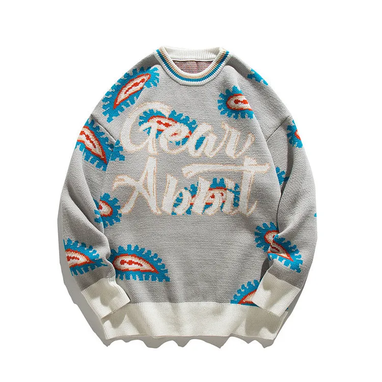 Man Fall Winter Outfis Autumn and Winter Paisley Full Printed round Neck Sweater Men's Fashion Brand Loose Sweater