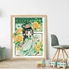 【SALE】Peony Girl-14CT Stamped Cross Stitch Egyptian Cotton 49*59cm/19.29*23.23in