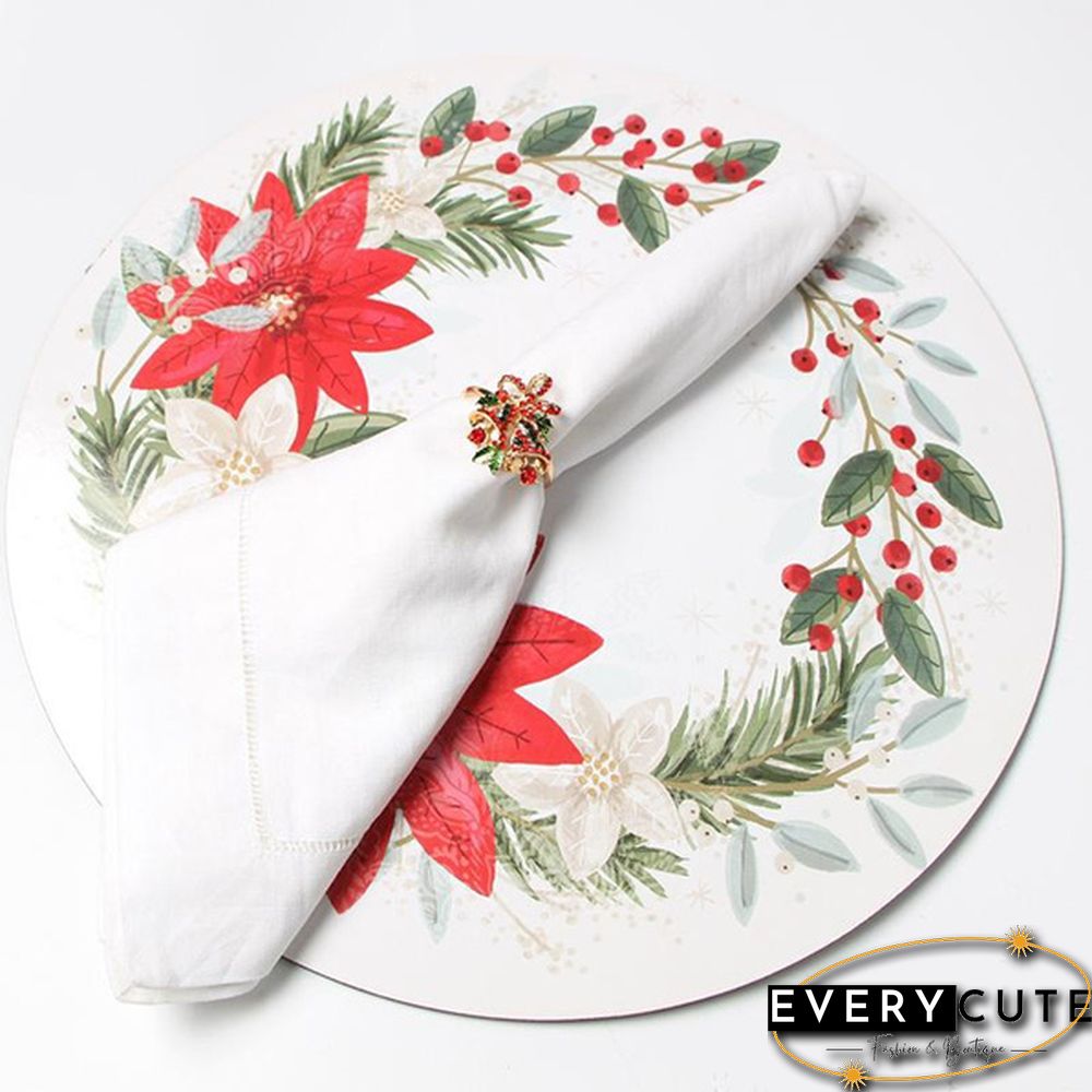 Metal Christmas Napkin Rings Holders Wreath Elk Christmas Tree Ring for Holiday Christmas Thanksgiving Home Table Decoration
