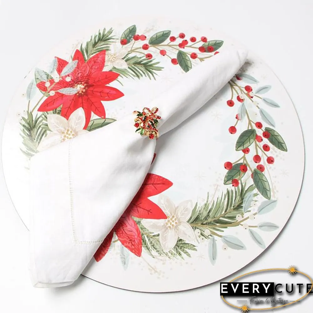 Metal Christmas Napkin Rings Holders Wreath Elk Christmas Tree Ring for Holiday Christmas Thanksgiving Home Table Decoration