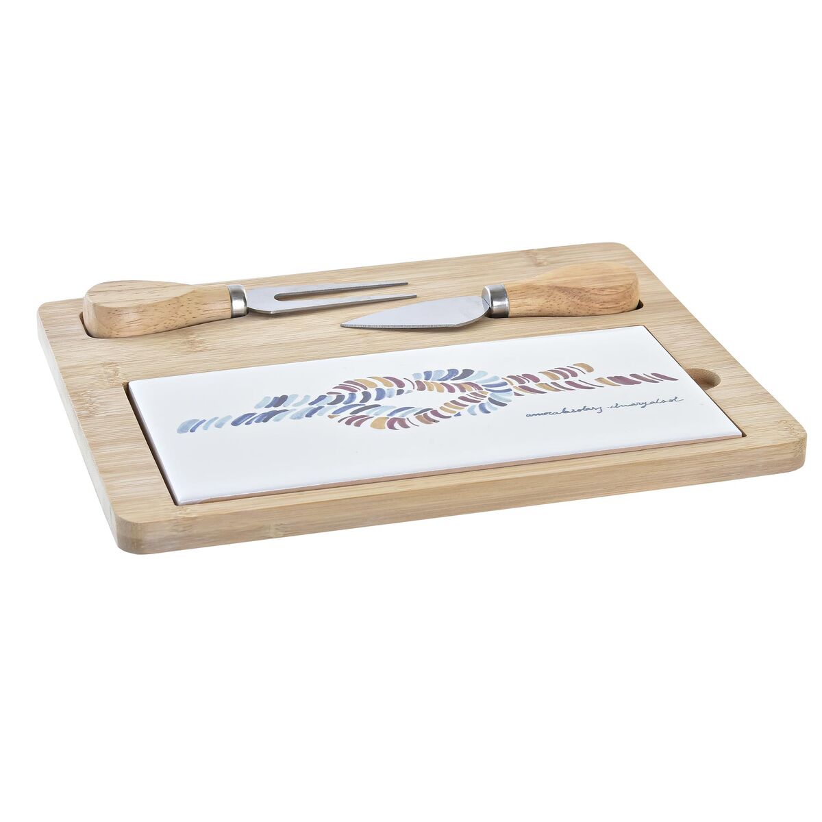 Cheese board DKD Home Decor Bamboo Stoneware 24,5 x 20 x 1,2 cm Sailor