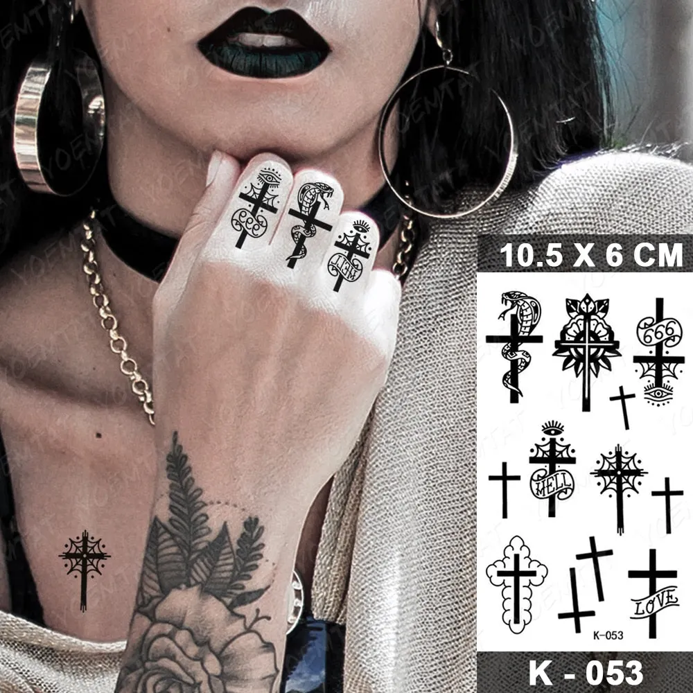 Waterproof Temporary Tattoo Sticker Black Point Line Sunflower Geometric Rose Flash Tatoo Fake Tatto For Body Art Women Men