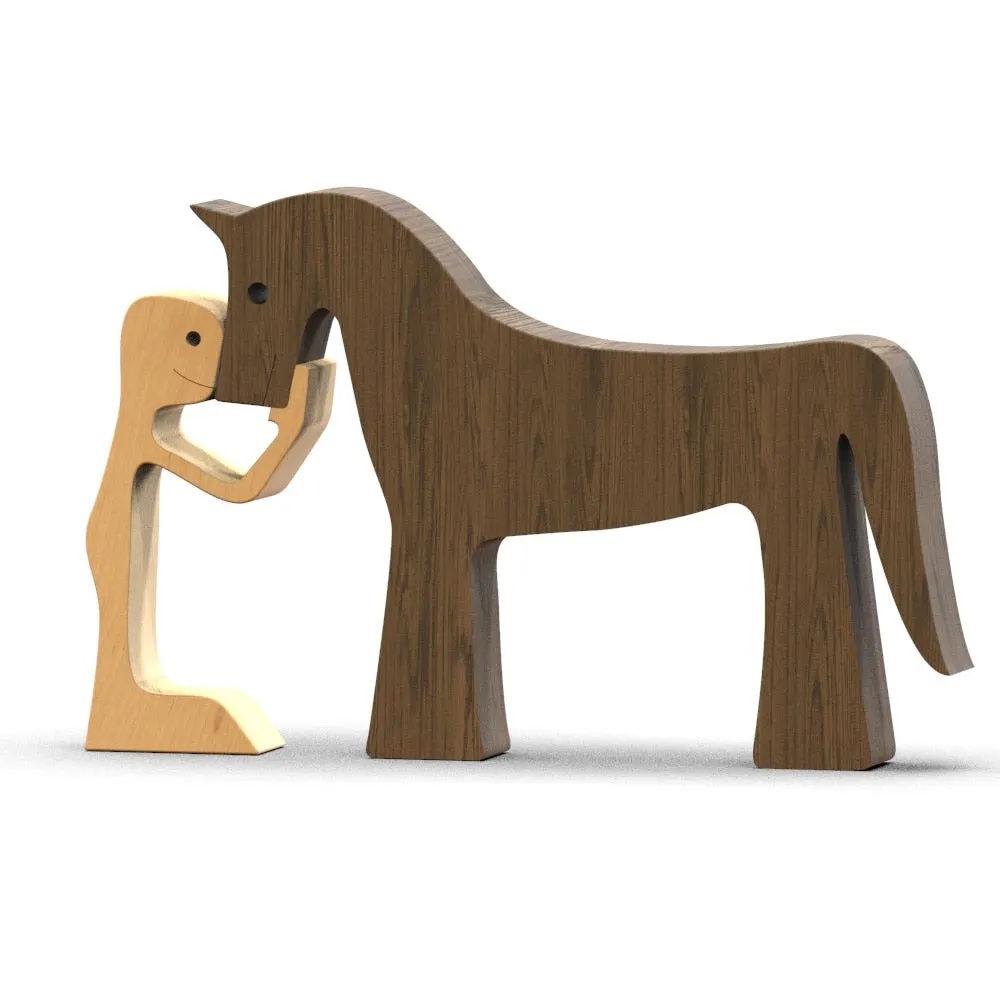Family Puppy Wood Dog Craft Figurine Desktop Table Ornament Carving Model Creative Home Office Decoration Love Pet sculpture 515-1