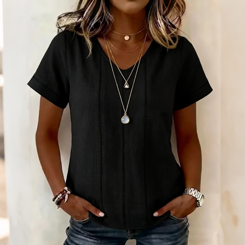 Comstylish Women's Casual Hollow-out Linen Art Cotton And Linen Top