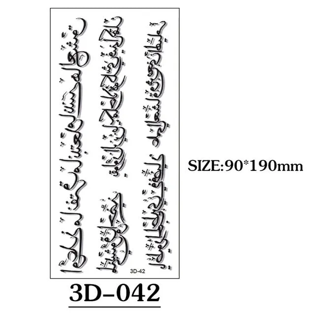 Arabic Tattoo Sticker Waterproof Temporary Tattoo Men and Women Sacred Proverbs Fake Tattoos Body Art Decorative Tattoo Stickers