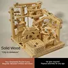 DIY Mortise and Tenon Wooden Marble Run Building Block Toy, Mechanical Model, Educational and Creative Assembly, Handmade Wooden Craft, Home Decoration, and Educational Gift