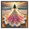 Beach Dress Girl-11CT Stamped Cross Stitch 45*45cm/17.72*17.72in