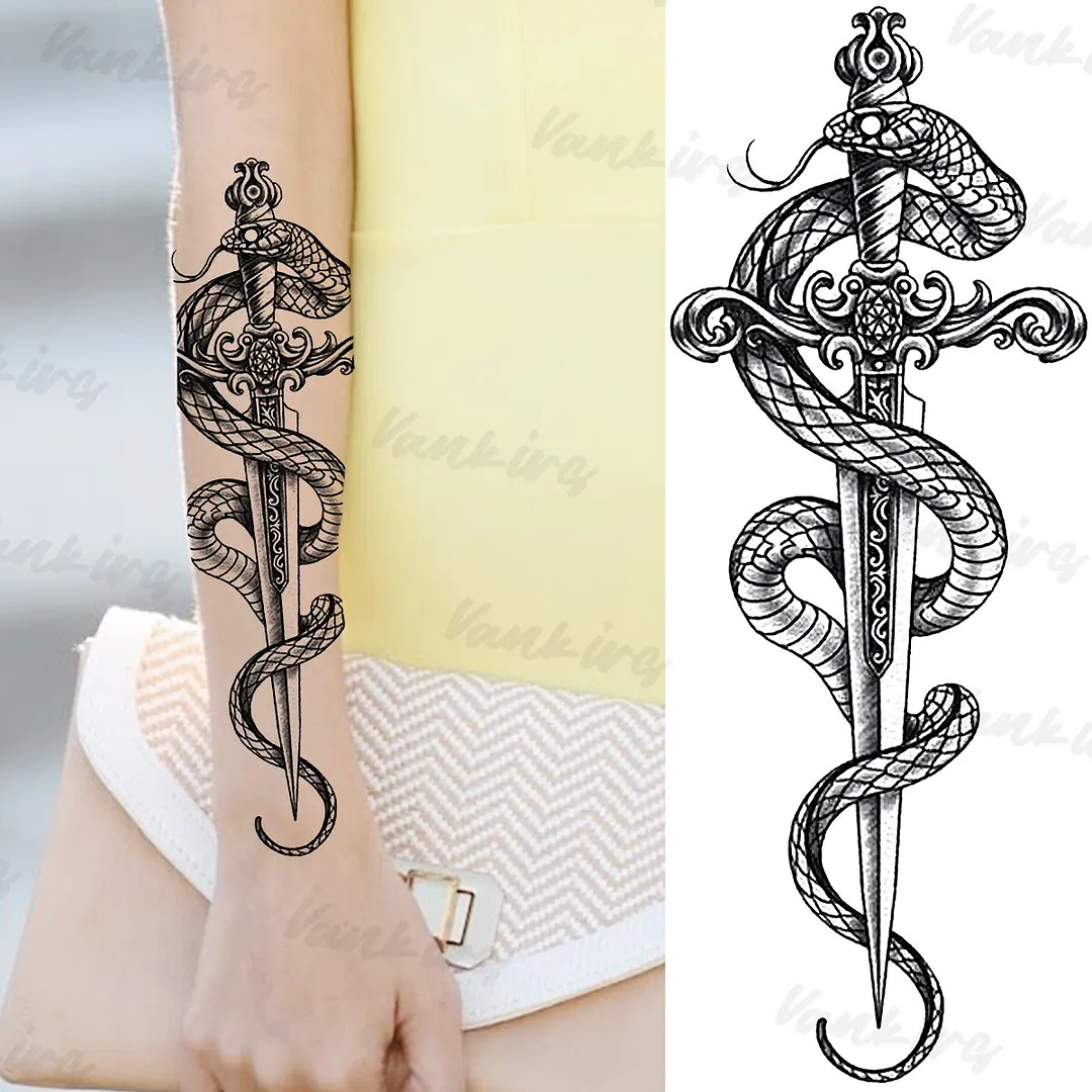 Sdrawing Lion Knight Temporary Tattoos For Men Adults Realistic Tiger Skeleton Fake Tattoo Sticker Arm Water Transfer Tatoos 3D