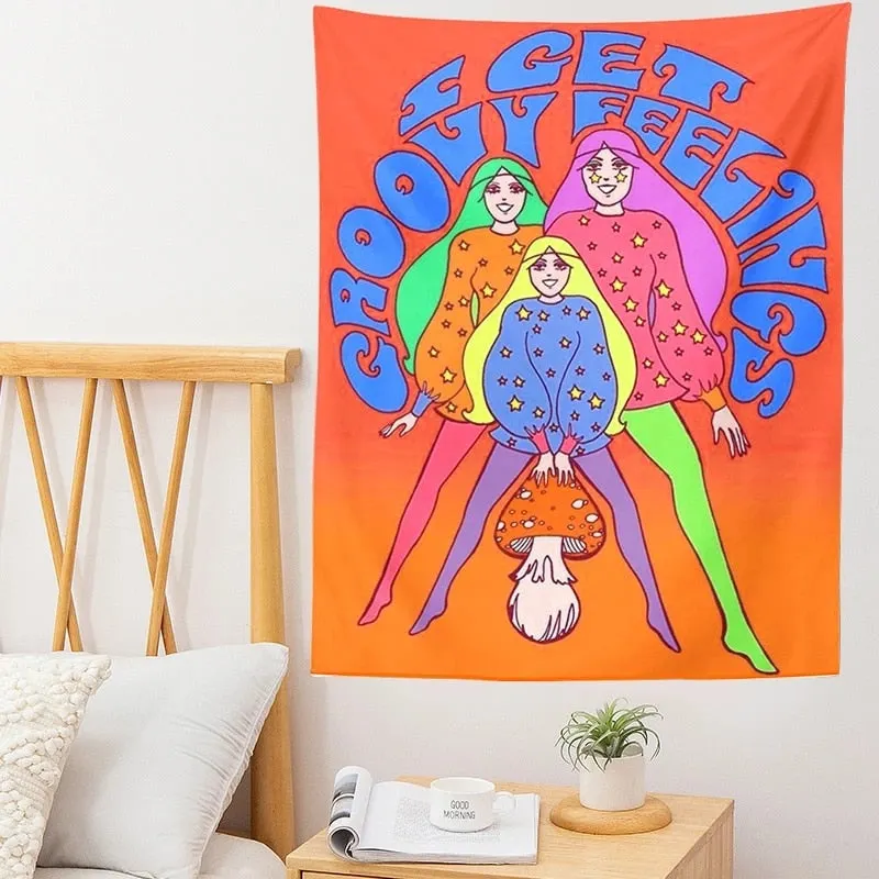 80s Aesthetic Tapestry Wall Hanging Colorful Sunshine Wall Decor Psychedelic Tapestry Decor Living Room Bedroom Bohemian Print