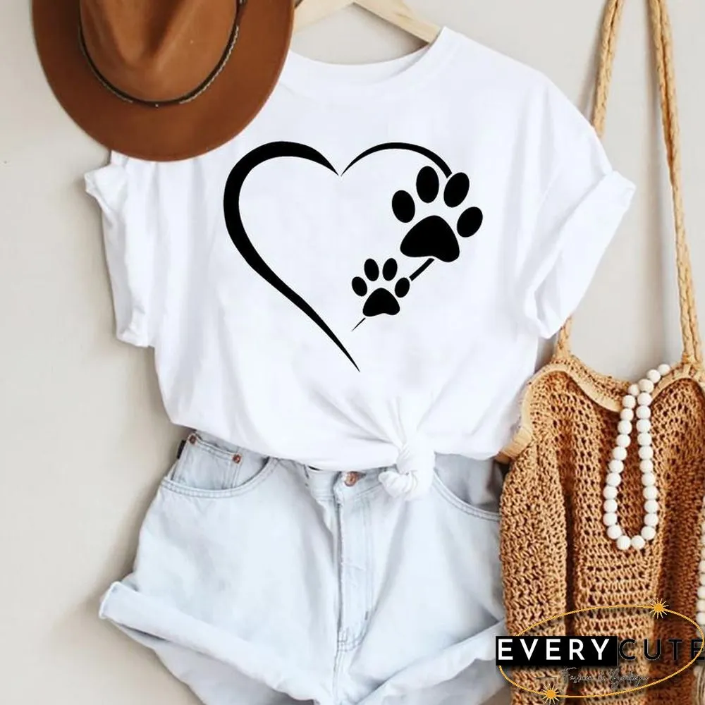 Women Cartoon Leopard Star Love Letter Trend 90S Fashion Summer Lady Print Tee Graphic T Top Female Tshirts Clothes T-Shirt