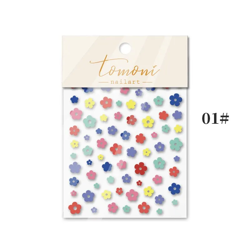 5d Nail Sticker Rainbow Flower DIY Cute White Flower Nail Decals Manicures For Design Sticker Self Adhesive Transfer Foil Decor