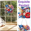 National Flag and Flowers DIY Acrylic Diamond Painting Hanging Kit Special Shape Crystal Rhinestone Art Pendants Single Side Drill for Adults Gift Home Wall Or Window Decor