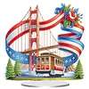 America Flag Bridge DIY Acrylic Desktop Diamond Art Kit Single-Sided for Home Decor