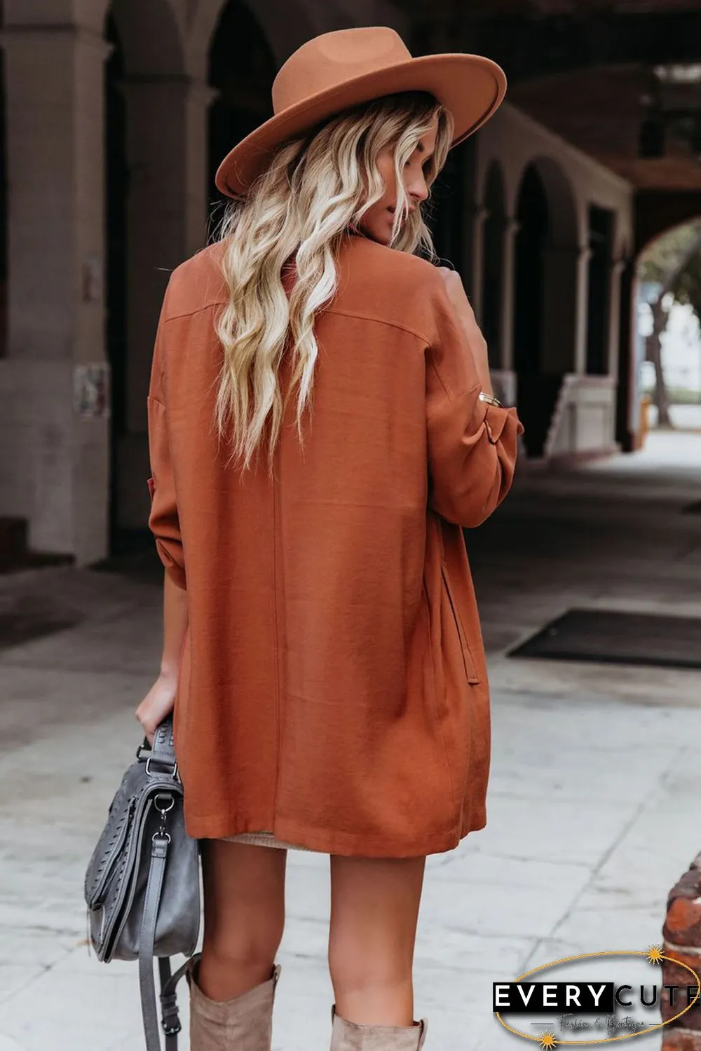 Lapel Collar Pocketed Buttoned Trench Coat