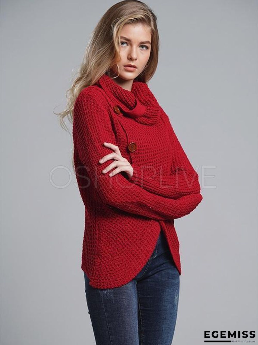 Loose Solid High-neck Knitting Sweater | EGEMISS