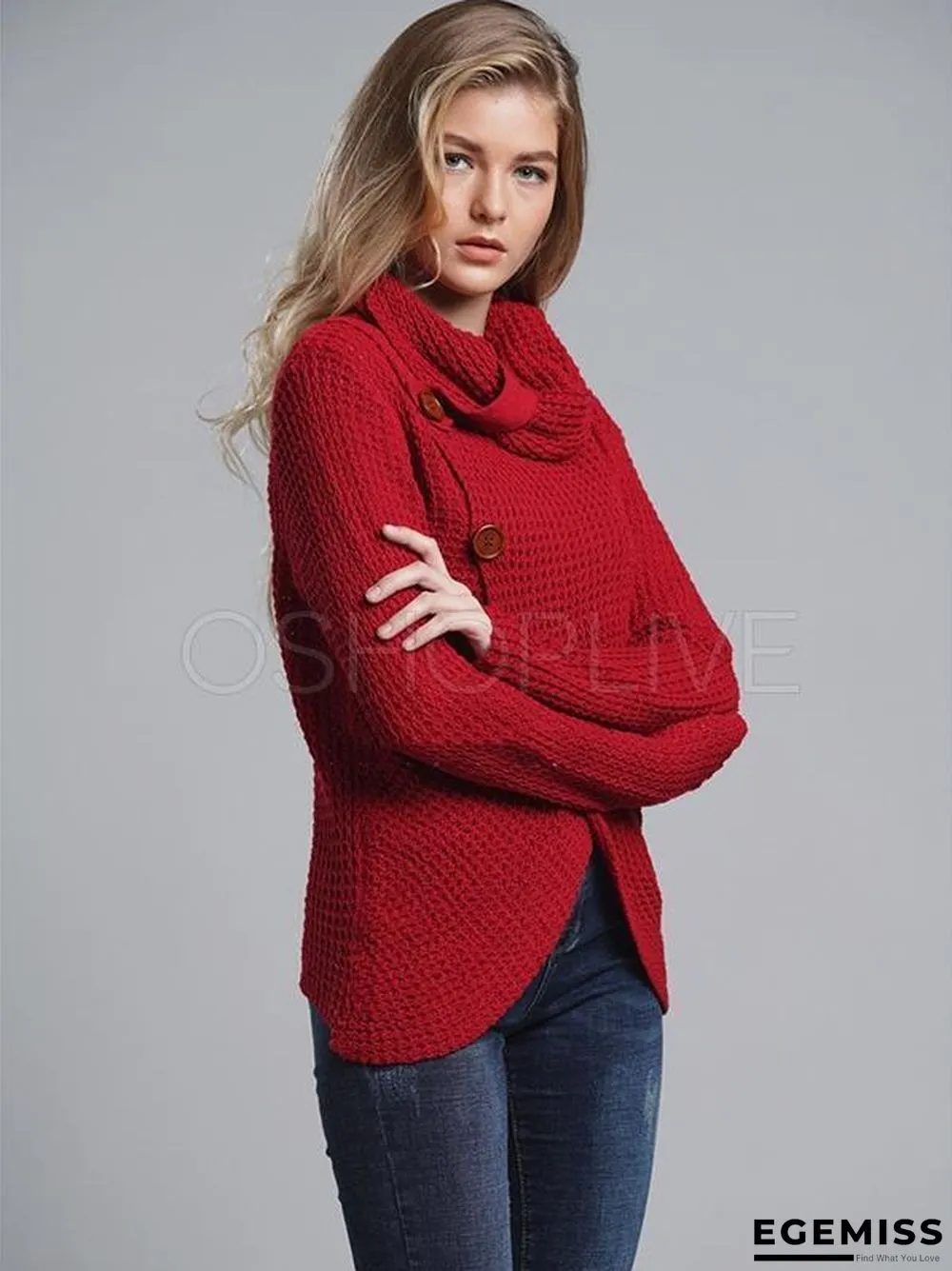 Loose Solid High-neck Knitting Sweater | EGEMISS