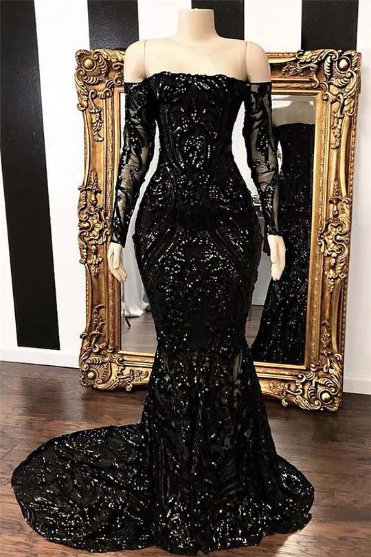 lulus black prom dress BABARONI Black Prom Dress with Off the Shoulder Tiered Skirt and Slit