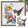 Flowers And Hummingbirds - 18CT Stamped Cross Stitch 20*20cm/7.87*7.87in