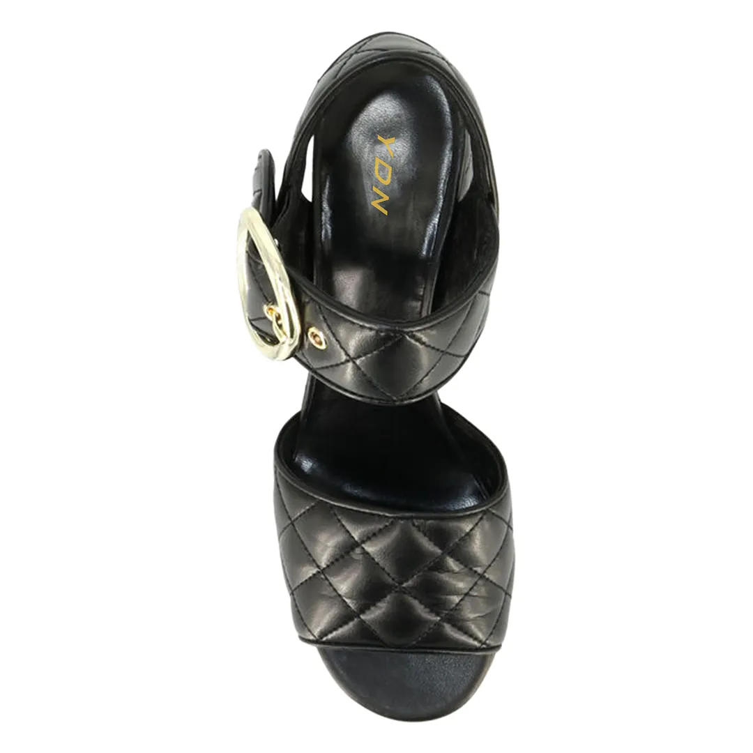 Vegan Leather Round-Toe Platform Padded Comfy Sandals with Block Heel