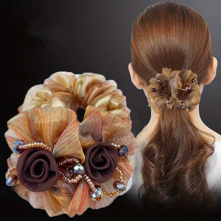 🌸🌸Most Beautiful mesh flower beaded hair ties