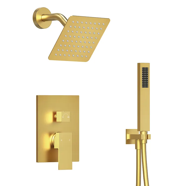 EVERSTEIN 6'' Wall Mount Pressure Balanced Shower System in Brushed Gold SFS-1077-GD6