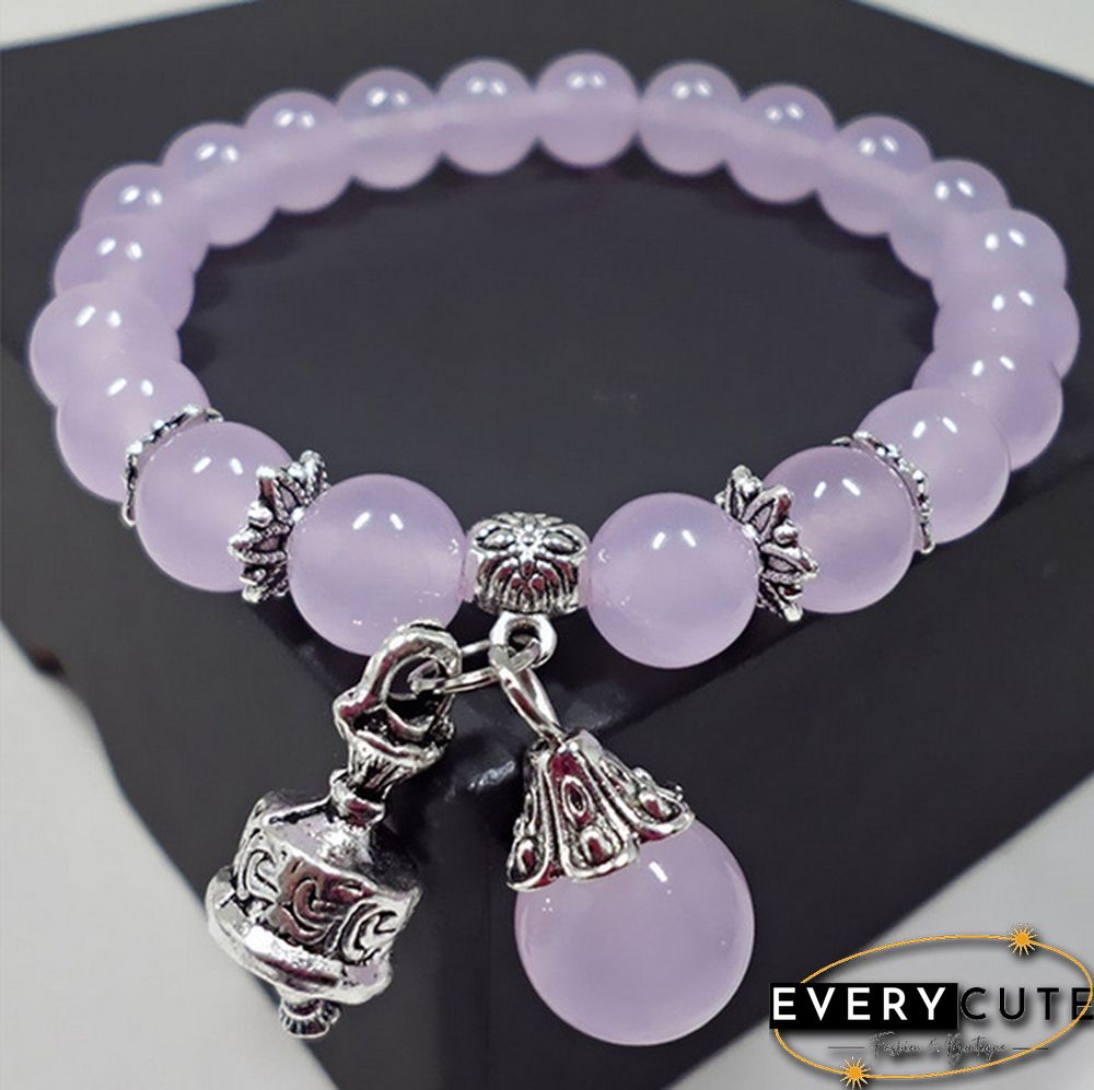 Natural Crystal Bracelets Chalcedony Stone Bracelet Women Ethnic Style Ladies Fashion Handmade Beaded Hand Jewelry