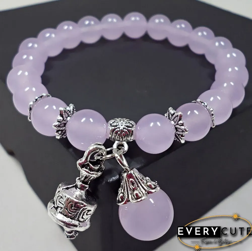 Natural Crystal Bracelets Chalcedony Stone Bracelet Women Ethnic Style Ladies Fashion Handmade Beaded Hand Jewelry