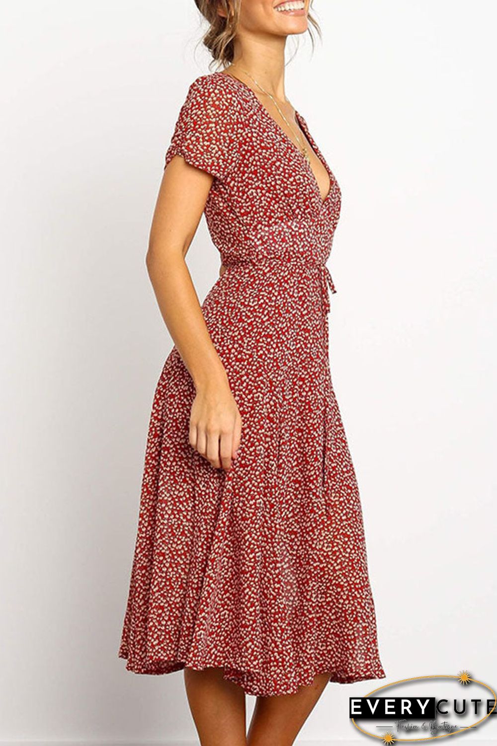 Fashion Sweet Split Joint V Neck A Line Dresses