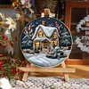 Xmas House-DIY Embroidery Kit with Pattern Cotton Threads Needles Hoop 30*30cm/11.81*11.81in
