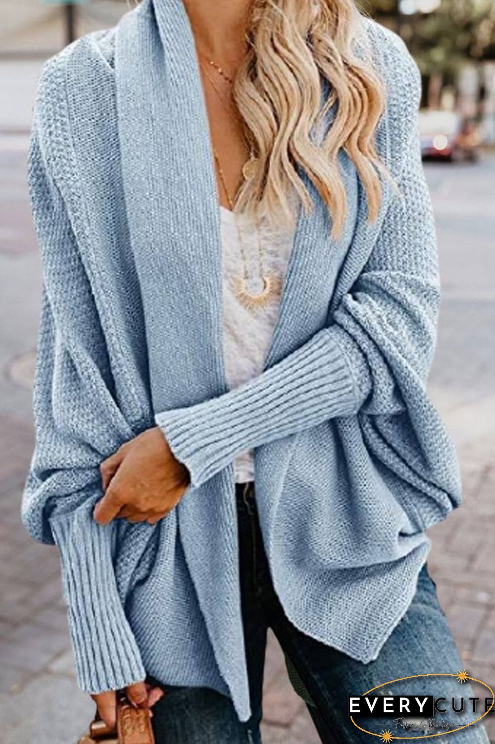 Fashion Bat Sleeve Knitted Cardigan