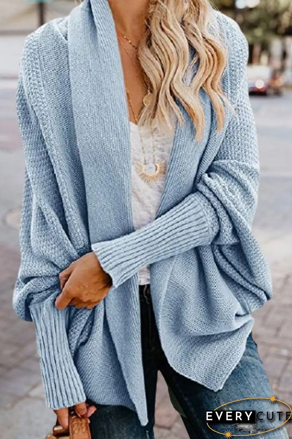 Fashion Bat Sleeve Knitted Cardigan
