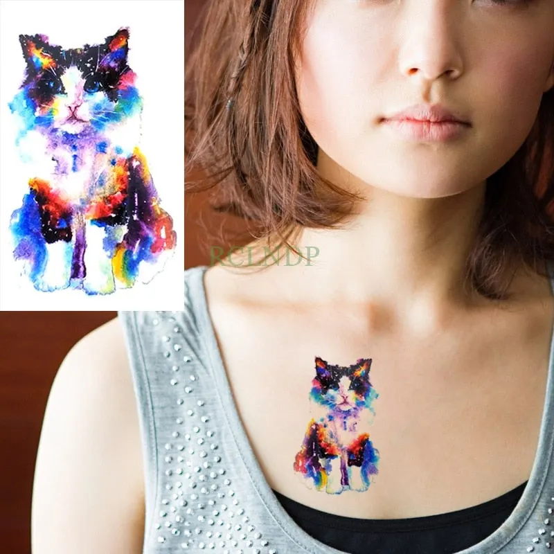 Waterproof Temporary Tattoo cute squirrel fox dog rabbit owl Cat animal fake tatto stickers flash tatoo for kids girl women lady
