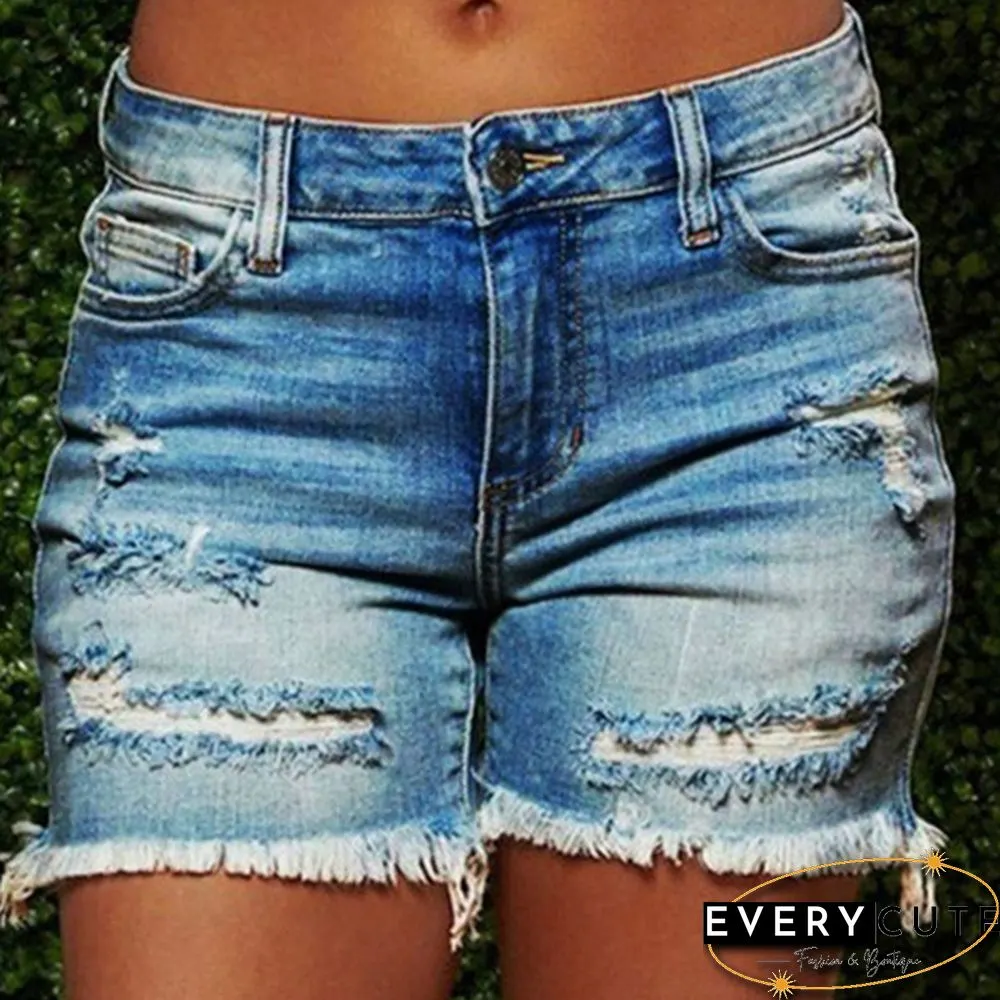 Plus Size Womens Ladies High Waist Short Jeans Shorts Denim Pants