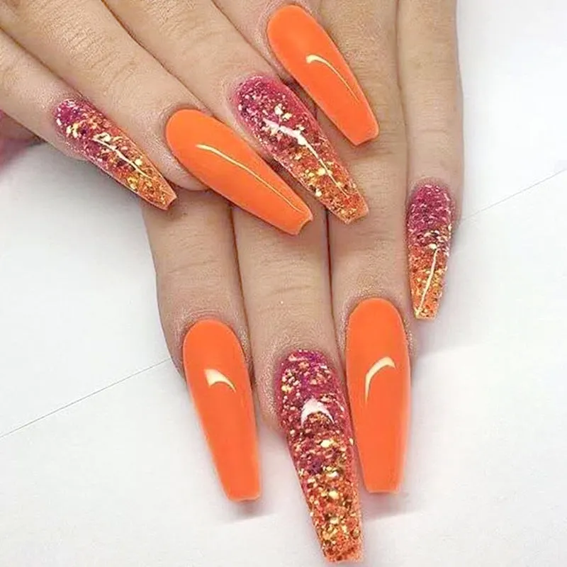24pcs/set Press on Nail Tips Acrylic 10 Sizes Flower Design Fake Nails Art Full Cover French False Nail Art Tips Artifical Nails-Nail Inspo