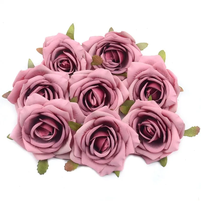 5pcs 7cm Large European Retro Silk Artificial Rose Flower Heads For Wedding Party Home Decoration DIY Garden Crafts Fake Flowers