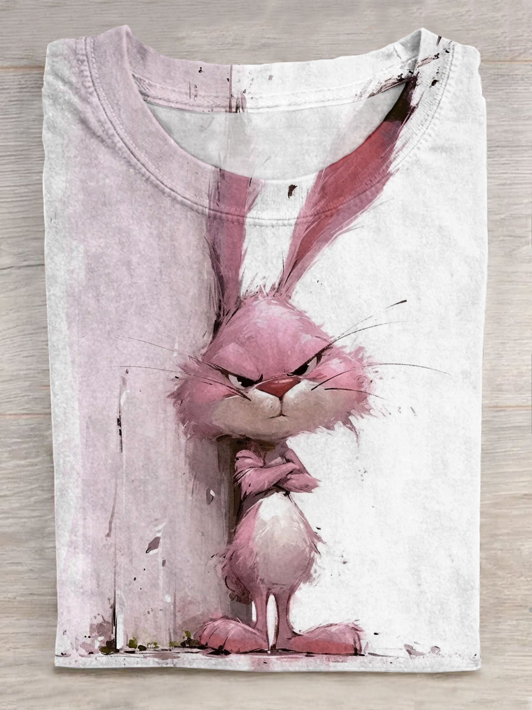 Funny Cute Bunny Print Casual Short Sleeved T-shirt
