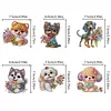 6pcs/set DIY Special-shaped Diamond Painting Wall-mounted Key Hook Kit (Flower Dog)