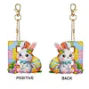 (US Local)PET Double Sided Special Shaped Easter Alphabet DIY Diamond Painting Keychain