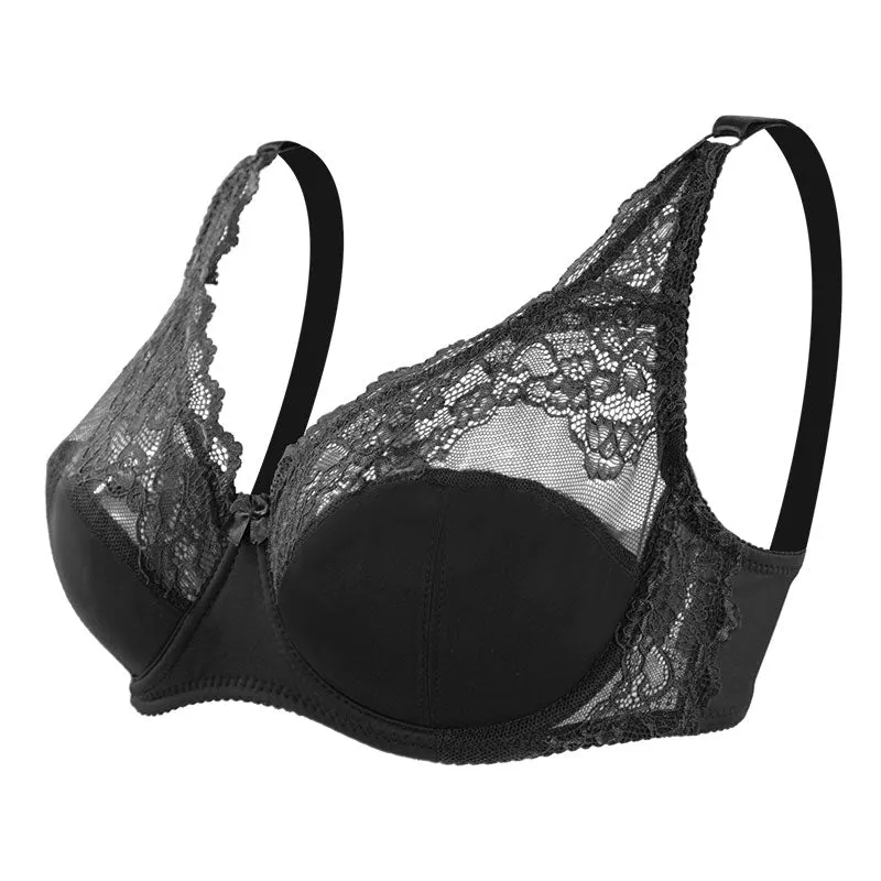 Sexy Bra Women Large Lace Bralette Plus Size Lingerie Female Thin Lace Brassiere Underwear Underwire Padded Bras C D Cup