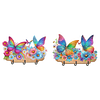 (US Local)Wooden Special Shaped Rainbow Butterflies Flowers Diamond Art Craft Wall Hooks