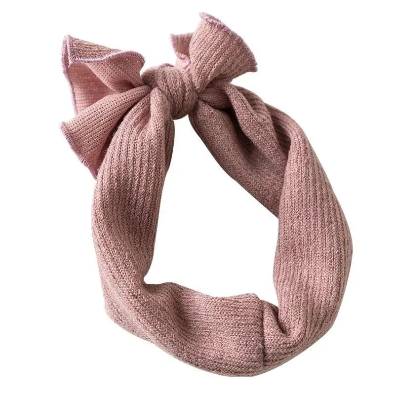 2019 Baby Accessories Baby Girls Bunny Kids Solid Turban Knot Bow Hair Bands Head Wrap  Rabbit Knitted Headband Wholesale Gift
