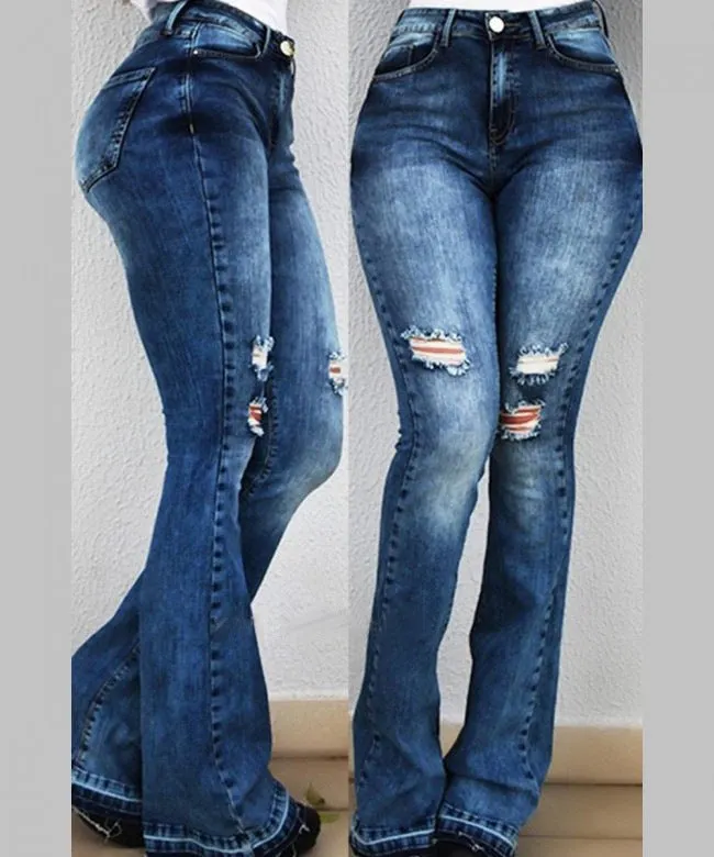 Brownm Washed Street Elastic Pants Wide-leg Bell-bottom