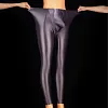 Men's Oil Shiny Glossy Compression Pants Stretchy Nylon Smooth Bulge Pouch Leggings Tights Pants