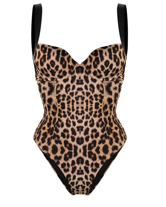Leopard Print One Piece Swimsuit and Cover Up