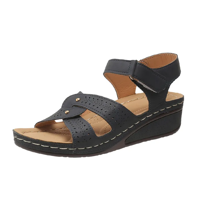Yyvonne Large-Size Casual Fish-Mouthed Shoes Wish Roman Wind Sandals Women Wear Magic Stickers Women's Roman Shoes