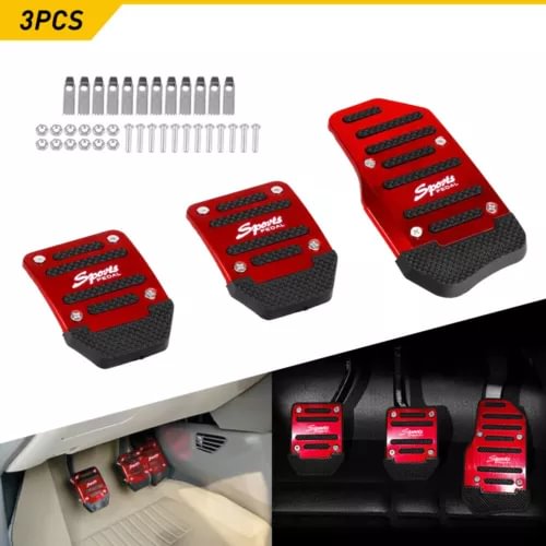 Dronehint Red Non-Slip Manual Gas Brake Foot Pedal Pad Cover Car Accessories Parts 3Pcs US (For: Acura) Parts