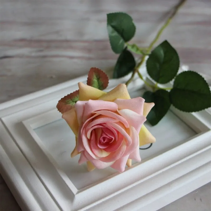 Single Flannel Angle Artificial Silk Large Flowers Rose Decoration Wedding Living Room Home DIY Decoration Fake Flowers