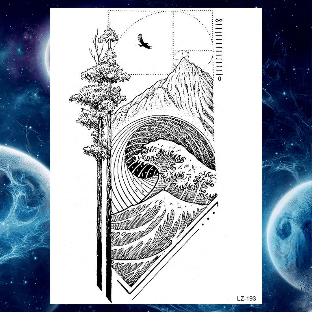 3D Lion Tiger Temporary Tattoos For Men Women Adult Black Wolf Tattoo Sticker Realistic Fake Bear Mountain Disposable Tatoo Body
