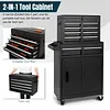 [US Local Warehouse] Large Detachable Toolbox with Double Door & Wheels Sliding Drawers Tool Chest Large Capacity Mechanic Tool Storage Box Metal Tool Cart for Garage Tool Room