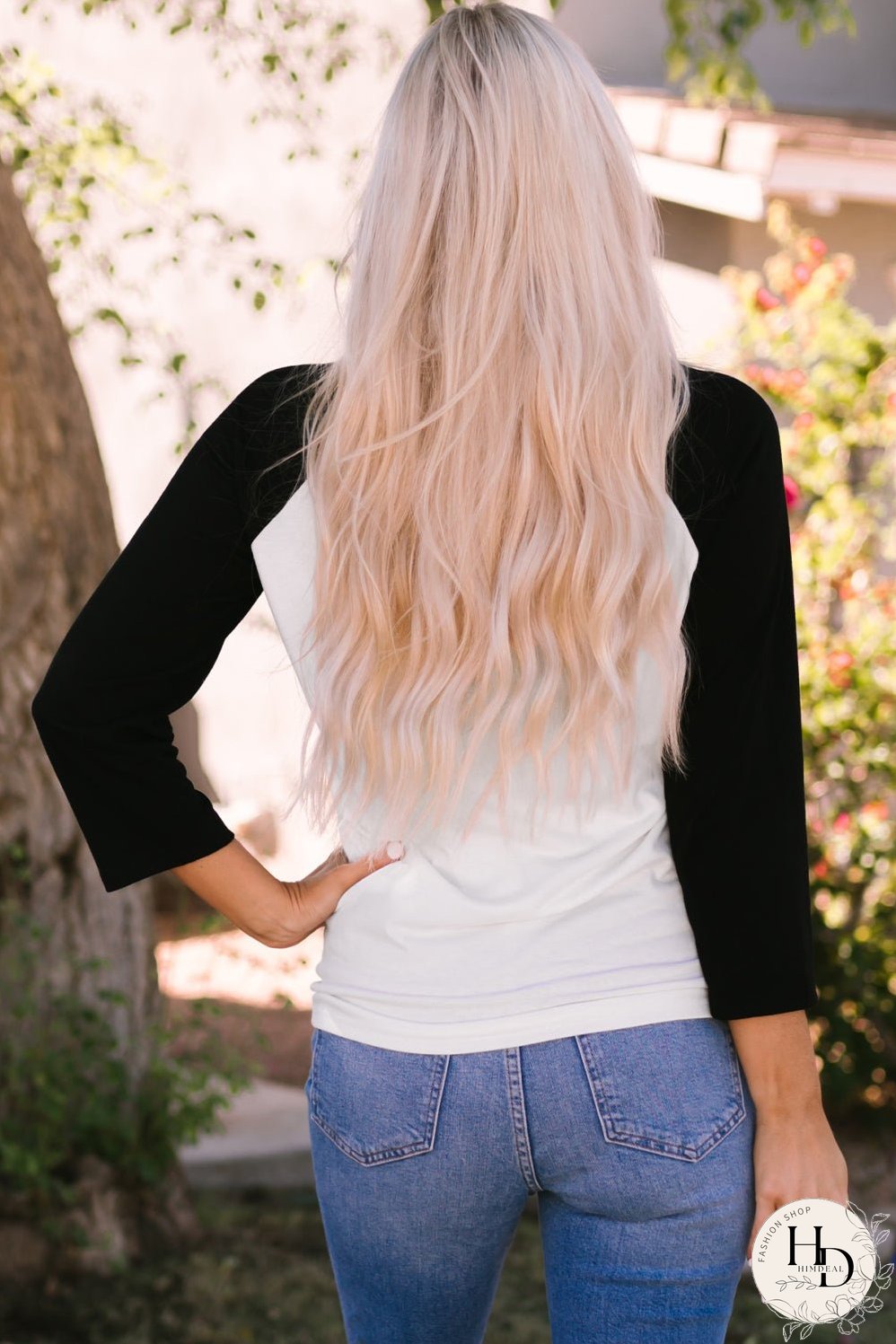 Black Patchwork Color Block Raglan Sleeve Pullover Top